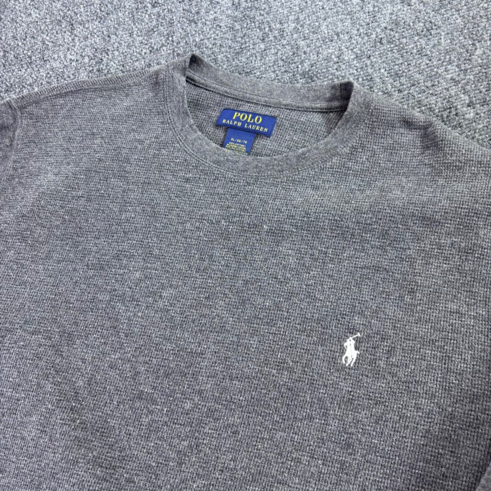 Polo Ralph Lauren Thermal Shirt Mens XL Gray Waffle Knit Long Sleeve Pony Logo